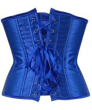 Bustiers & Corsets Women's Fashion Sexy Vintage Underbust Corset Bustier Waist Cincher with G-String S-6XL - Blue - CP12H31B9B9