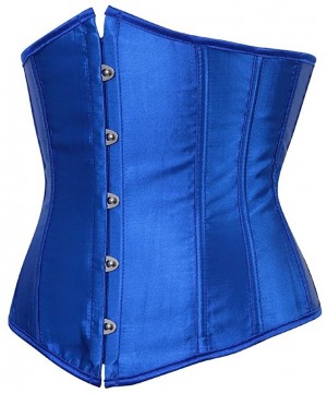 Bustiers & Corsets Women's Fashion Sexy Vintage Underbust Corset Bustier Waist Cincher with G-String S-6XL - Blue - CP12H31B9B9