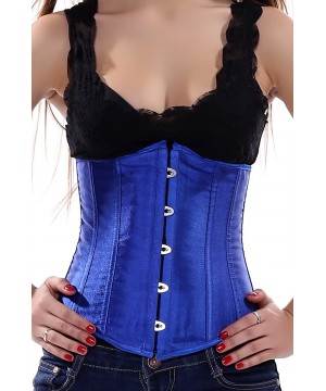 Bustiers & Corsets Women's Fashion Sexy Vintage Underbust Corset Bustier Waist Cincher with G-String S-6XL - Blue - CP12H31B9B9