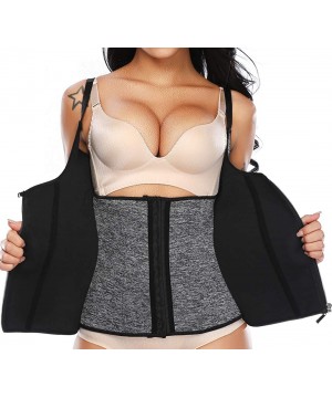 Shapewear Waist Trainer Vest for Women Hourglass Cincher with Adjustable Straps Corset Zipper Vest - Gray-1 - C118NGKIUN7