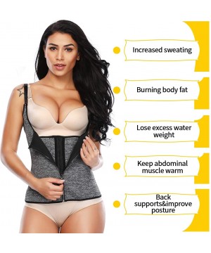 Shapewear Waist Trainer Vest for Women Hourglass Cincher with Adjustable Straps Corset Zipper Vest - Gray-1 - C118NGKIUN7