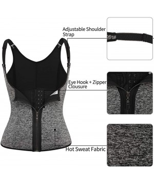 Shapewear Waist Trainer Vest for Women Hourglass Cincher with Adjustable Straps Corset Zipper Vest - Gray-1 - C118NGKIUN7