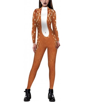 Shapewear Womens Costumes Halloween Cosplay Catsuit Skeleton Onesie Bodysuit Sexy Jumpsuit Funny - Deer - C518UXSI8S8