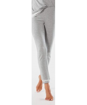 Bottoms Womens Long Modal Lace Detail Trousers - Grey - 031 - Light Grey Blend - C3188ZIKLHK