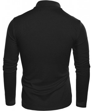 Thermal Underwear Men's Slim Fit Turtleneck T Shirts Casual Cotton Thermal Pullover Sweaters - Black - CJ193OX6W5O