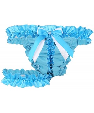 Briefs Men's Ruffle Frilly Satin Lace Sissy Maid Briefs Underwear Tutu Knickers Crossdress Panties - Blue - CP18EAZHU8O