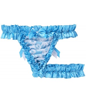 Briefs Men's Ruffle Frilly Satin Lace Sissy Maid Briefs Underwear Tutu Knickers Crossdress Panties - Blue - CP18EAZHU8O