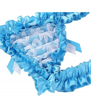 Briefs Men's Ruffle Frilly Satin Lace Sissy Maid Briefs Underwear Tutu Knickers Crossdress Panties - Blue - CP18EAZHU8O