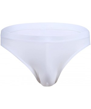 Bikinis Men's Hipster Ice Silk Bikini Briefs Bugle Pouch Underwear Underpants Nightwear Sleepwear - White - C418R9EYUM7