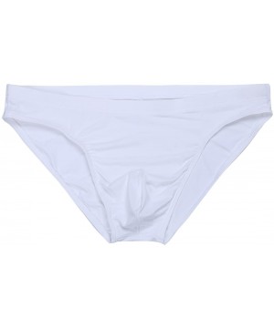 Bikinis Men's Hipster Ice Silk Bikini Briefs Bugle Pouch Underwear Underpants Nightwear Sleepwear - White - C418R9EYUM7