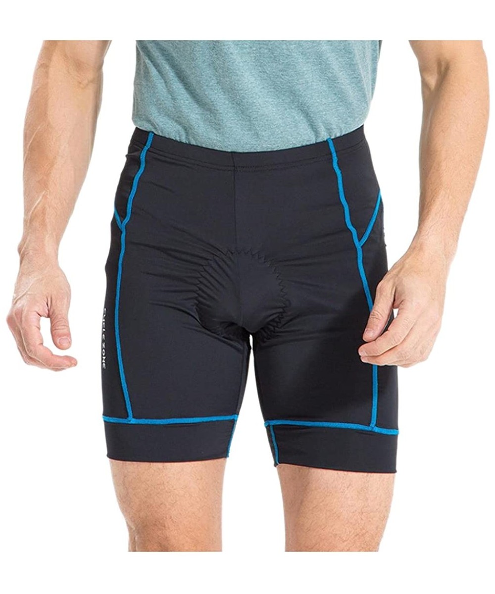 Boxer Briefs Mens Bicycle Shorts- Men Cycling Shorts Gel Padded Boys Mountain Bike Quick Dry Riding Shorts - Blue - CA184UWX76X