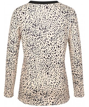 Bras Womens Leopard Blouse Fashion Printed Long Sleeve V-Neck Casual Shirt Pullover Tops Tunics - B - CU193K3NUME