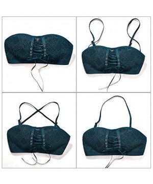 Bras Lace Strapless Drawstring Bandeau Bra Non-Slip Seamless Comfort Push Up Breathable Invisible Bras with Removable Straps ...