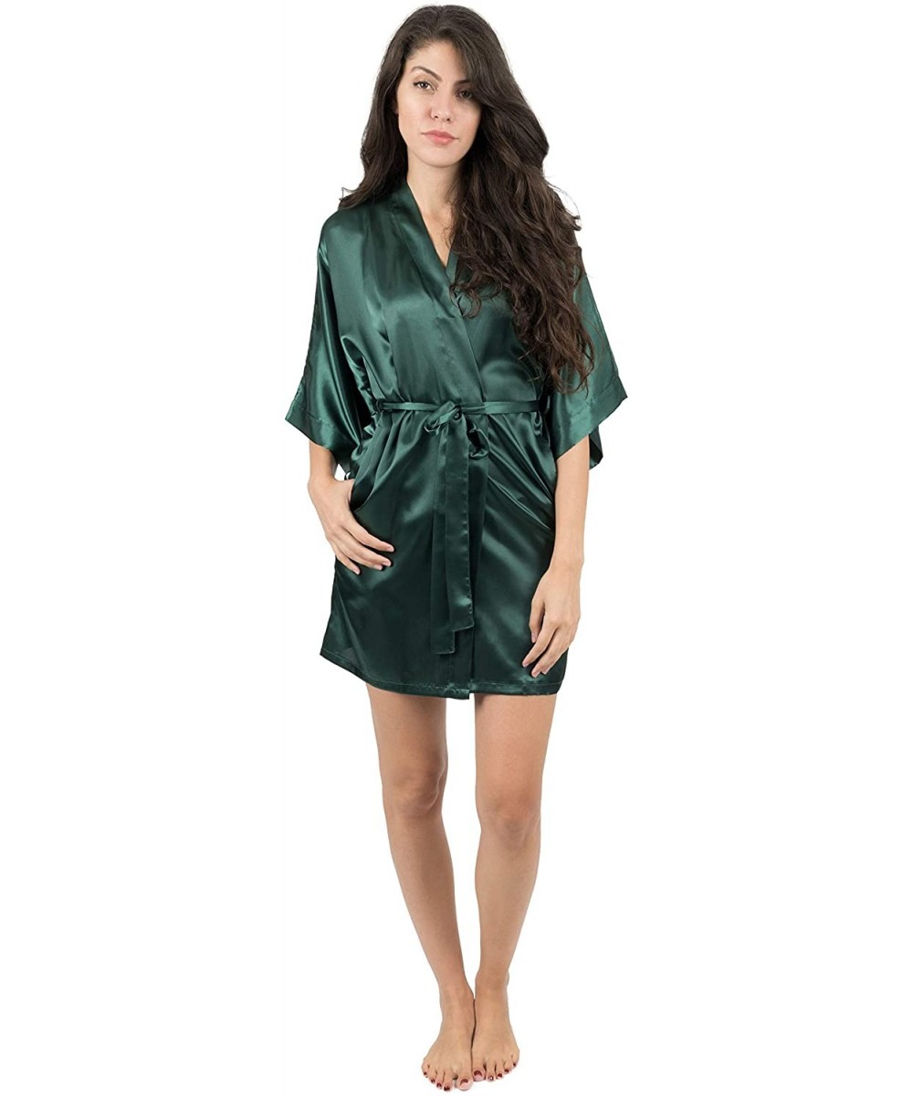 Robes Womens Satin Robe Christmas Robe (Size X-Small-XX-Large) - Green - CT18IGKI3MU