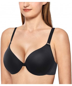 Bras Bras Front Closure for Women Plus Size Support Underwire Full Coverage Everyday Bra for 38D-46DDD Cup - Black - CZ195WI5A3M