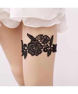 Garters & Garter Belts Wedding Garter Bridal Wedding Accessories Bride Gift Lace - Black - C918C9QDT9W