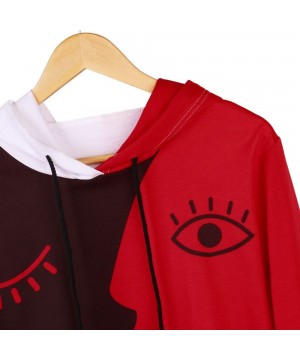 Thermal Underwear Women Cropped Sweatshirt Hooded Long Sleeve Splicing Smiley Face Pullover Tops - White - CJ192EL5W5K