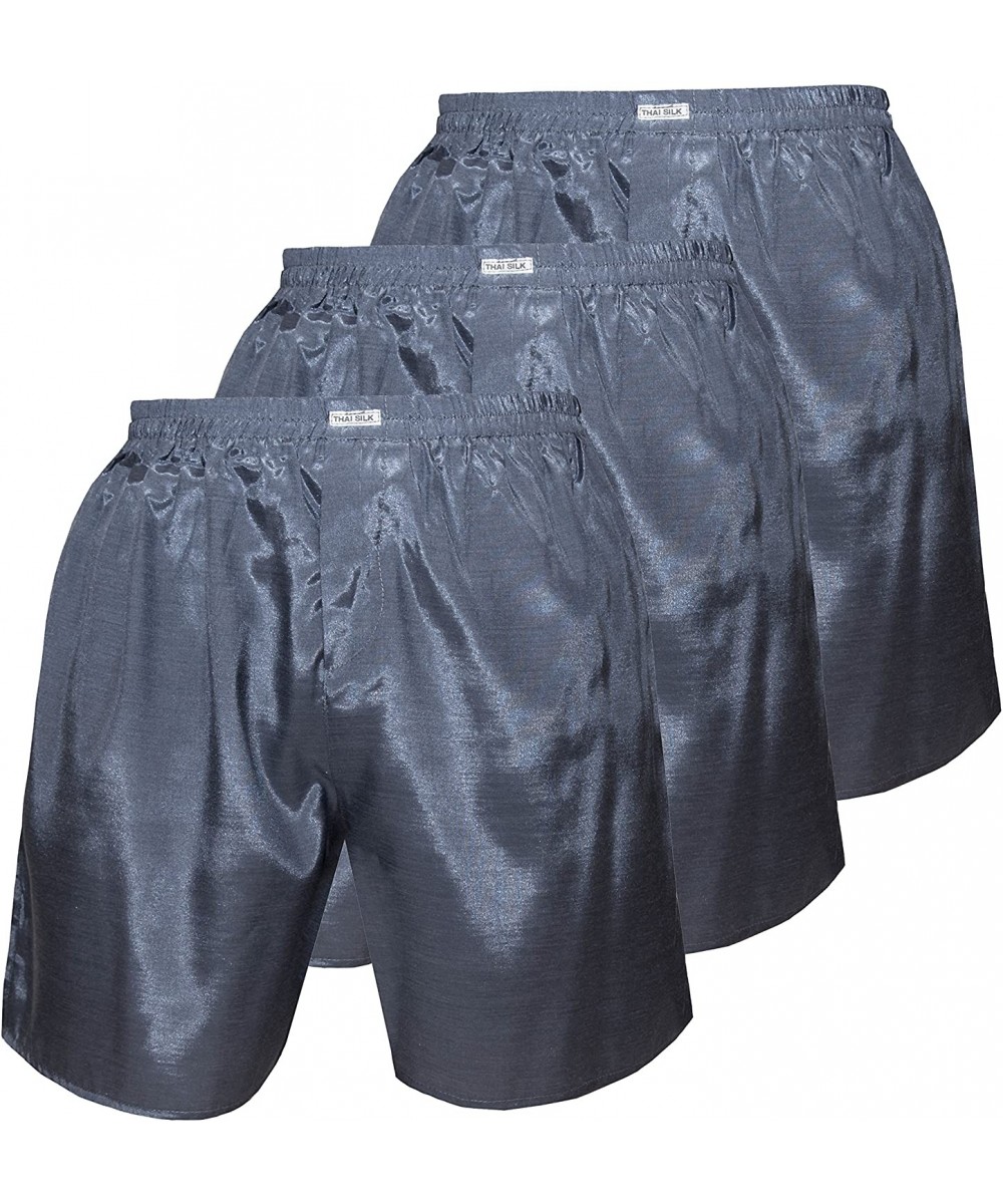 Boxers Set of 3 Men's Comfort Sleep Underwear Boxer Shorts - Grey - C5186WY2ZI9