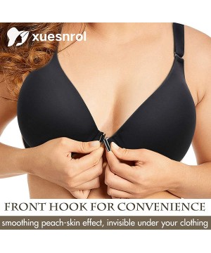 Bras Bras Front Closure for Women Plus Size Support Underwire Full Coverage Everyday Bra for 38D-46DDD Cup - Black - CZ195WI5A3M