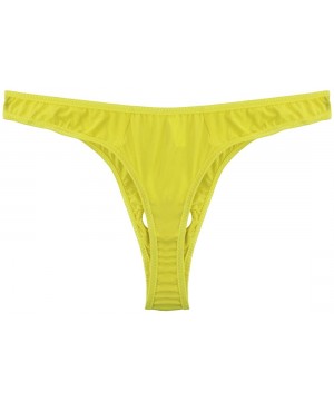 G-Strings & Thongs Men's Sexy Open Font Thongs Underwear Enhancing G-String Briefs Panties - Yellow - C218Q0XRR9A