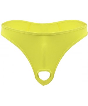 G-Strings & Thongs Men's Sexy Open Font Thongs Underwear Enhancing G-String Briefs Panties - Yellow - C218Q0XRR9A