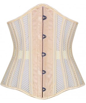 Bustiers & Corsets Womens 26 Steel Boned Heavy Duty Waist Trainer Corset Shaper for Weight Loss - Beige - CF18LQ8TN9R