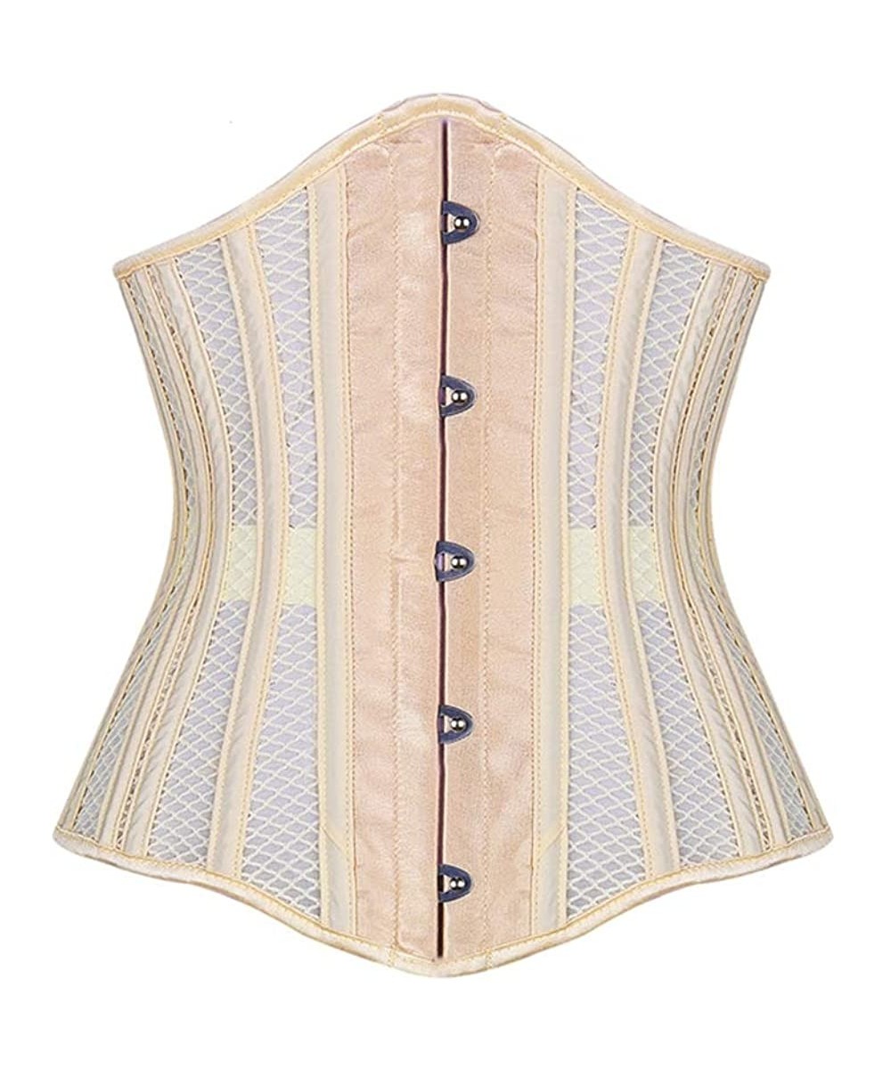 Bustiers & Corsets Womens 26 Steel Boned Heavy Duty Waist Trainer Corset Shaper for Weight Loss - Beige - CF18LQ8TN9R