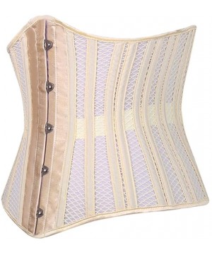 Bustiers & Corsets Womens 26 Steel Boned Heavy Duty Waist Trainer Corset Shaper for Weight Loss - Beige - CF18LQ8TN9R