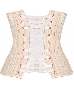 Bustiers & Corsets Womens 26 Steel Boned Heavy Duty Waist Trainer Corset Shaper for Weight Loss - Beige - CF18LQ8TN9R