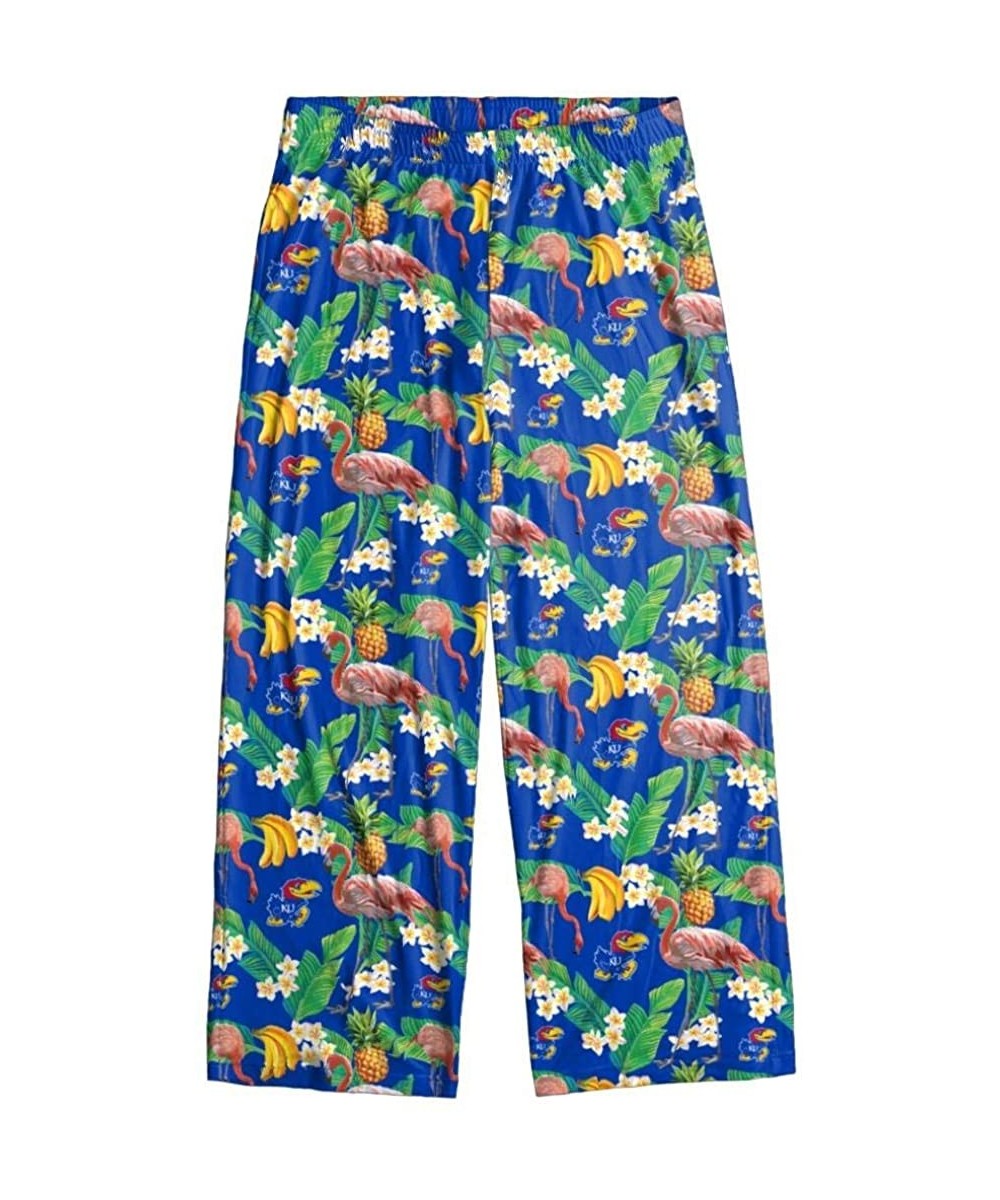 Sleep Bottoms Kansas Jayhawks Men's Scatter Pattern Floral Pajama/Lounge Pants - Multi - CU18YDEXC7D