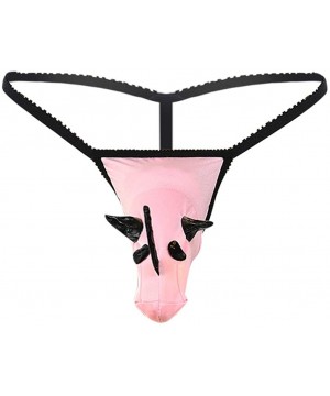 G-Strings & Thongs Men's Fashion Sretch G-String Cotton T-Back Micro Thong Bikini Briefs Underwear - Pink1 - CC196OO5KWC