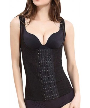 Bustiers & Corsets Women's Latex Girdle Waist Training Corset Waist Body Shaper - Black - C718NW7MTX2