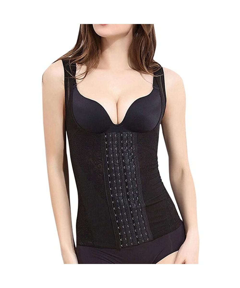 Bustiers & Corsets Women's Latex Girdle Waist Training Corset Waist Body Shaper - Black - C718NW7MTX2