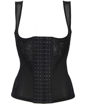 Bustiers & Corsets Women's Latex Girdle Waist Training Corset Waist Body Shaper - Black - C718NW7MTX2