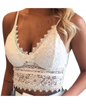 Camisoles & Tanks Women Plus Size Vest Crop Wireless Bra Lingerie Sexy V-Neck Underwear Camisole - White -1 - CN19DOKNWUT