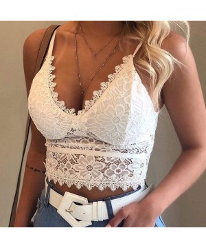 Camisoles & Tanks Women Plus Size Vest Crop Wireless Bra Lingerie Sexy V-Neck Underwear Camisole - White -1 - CN19DOKNWUT