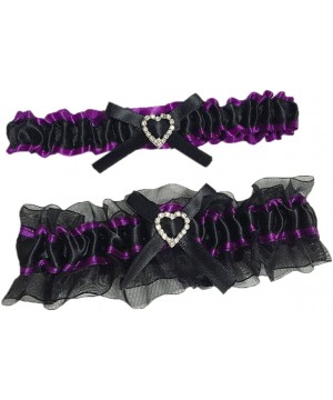 Garters & Garter Belts Wedding Bridal Legs Garter Set Bridal Garters Lace Belt with Beads - Purple - C818DK3Z7D7