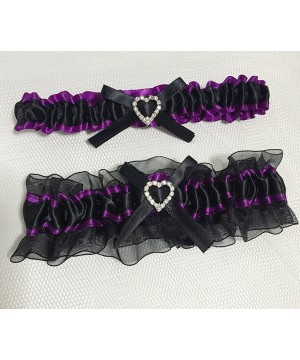 Garters & Garter Belts Wedding Bridal Legs Garter Set Bridal Garters Lace Belt with Beads - Purple - C818DK3Z7D7