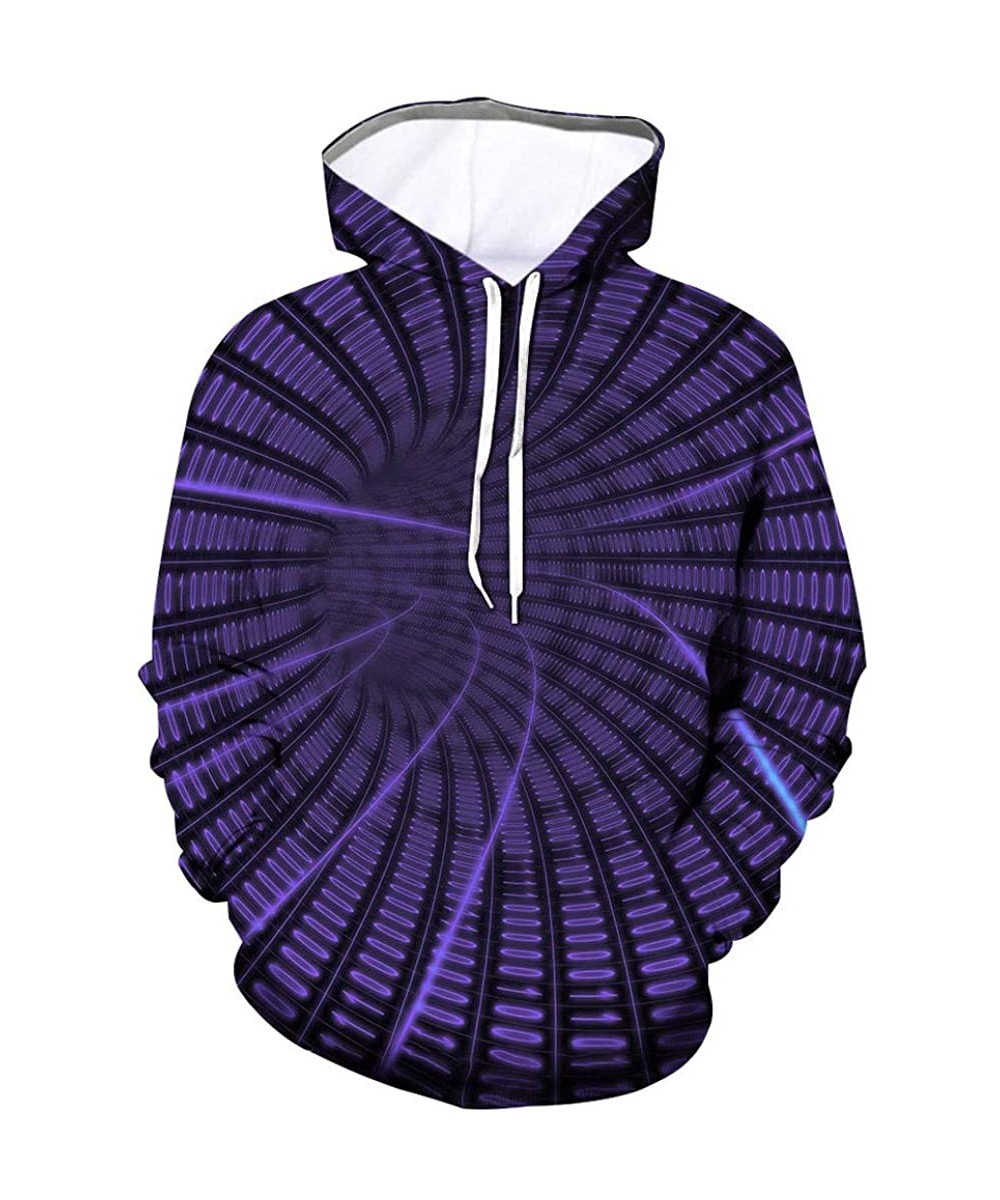 Shapewear Unisex Hoodies 3D Print Galaxy Pullover Hooded Sweatshirt Hoodies with Big Pockets - Purple - CG19453Y44Z