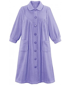 Sets Plush Fleece Button Front Robe with Pockets- Collar - Lavender - C5193YUIUT3