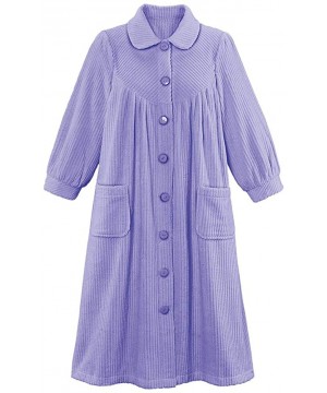 Sets Plush Fleece Button Front Robe with Pockets- Collar - Lavender - C5193YUIUT3