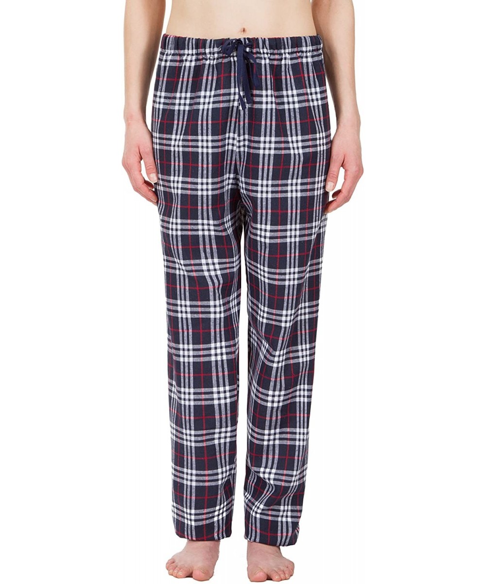 Bottoms Women's Plaid Lounge Pajama Bottoms - Navy Plaid Pants - C61888D5C7L