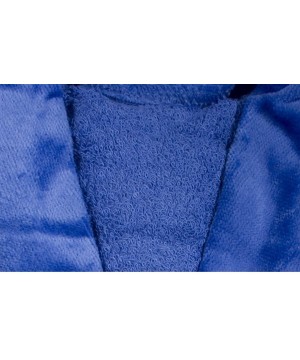 Robes Shawl Collar Unisex Adult Terry Cotton Robe - Royal Blue - CB11HWGTA7P