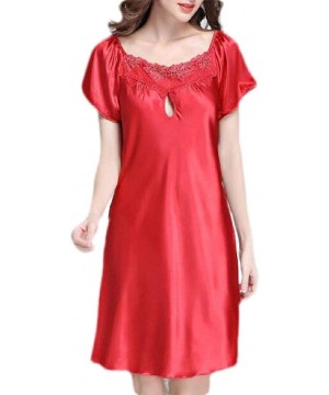 Nightgowns & Sleepshirts Short Sleeve Satin Sleepwear Summer Soft Sleepwear Nightgown - 7 - CA19DWNALI5