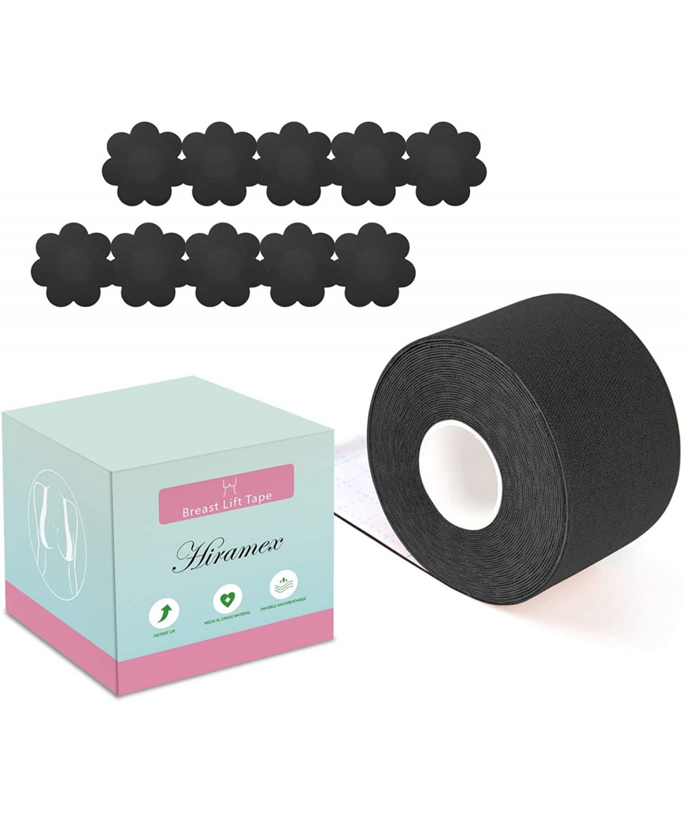 Accessories Boob Tape XL Body Tape Breast Lift Tape with 5 Pairs Adhesive Nippleless Covers - Black - CB196EOZ3TX