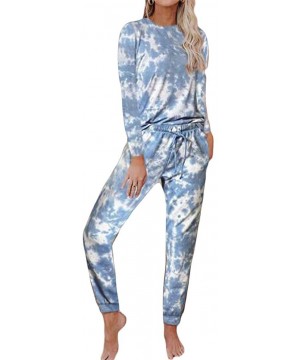 Sets Women's Homewear Tie-Dyed Casual Jogger Pants Long/Short Sleeve Pajamas PJ Set - 11 - CU19C727LN0