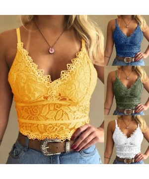 Camisoles & Tanks Women Underwear Lace Wireless Bra Sexy V-Neck Vest Crop Basic Plus Size Lingerie Summer Tank Tops - White -...