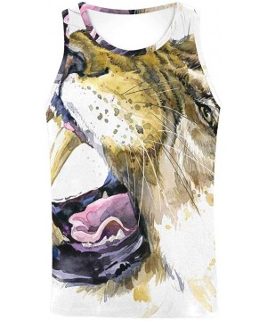 Undershirts Men's Muscle Gym Workout Training Sleeveless Tank Top Lion Mother and Lion Cub - Multi8 - CG19D0U40SO