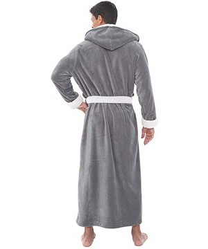 Robes Mens Long Plush Bathrobe Robe Pajama Sleepwear Nightwear Shawl Warm Coat - Zd-gray - CK18M4GCNQZ