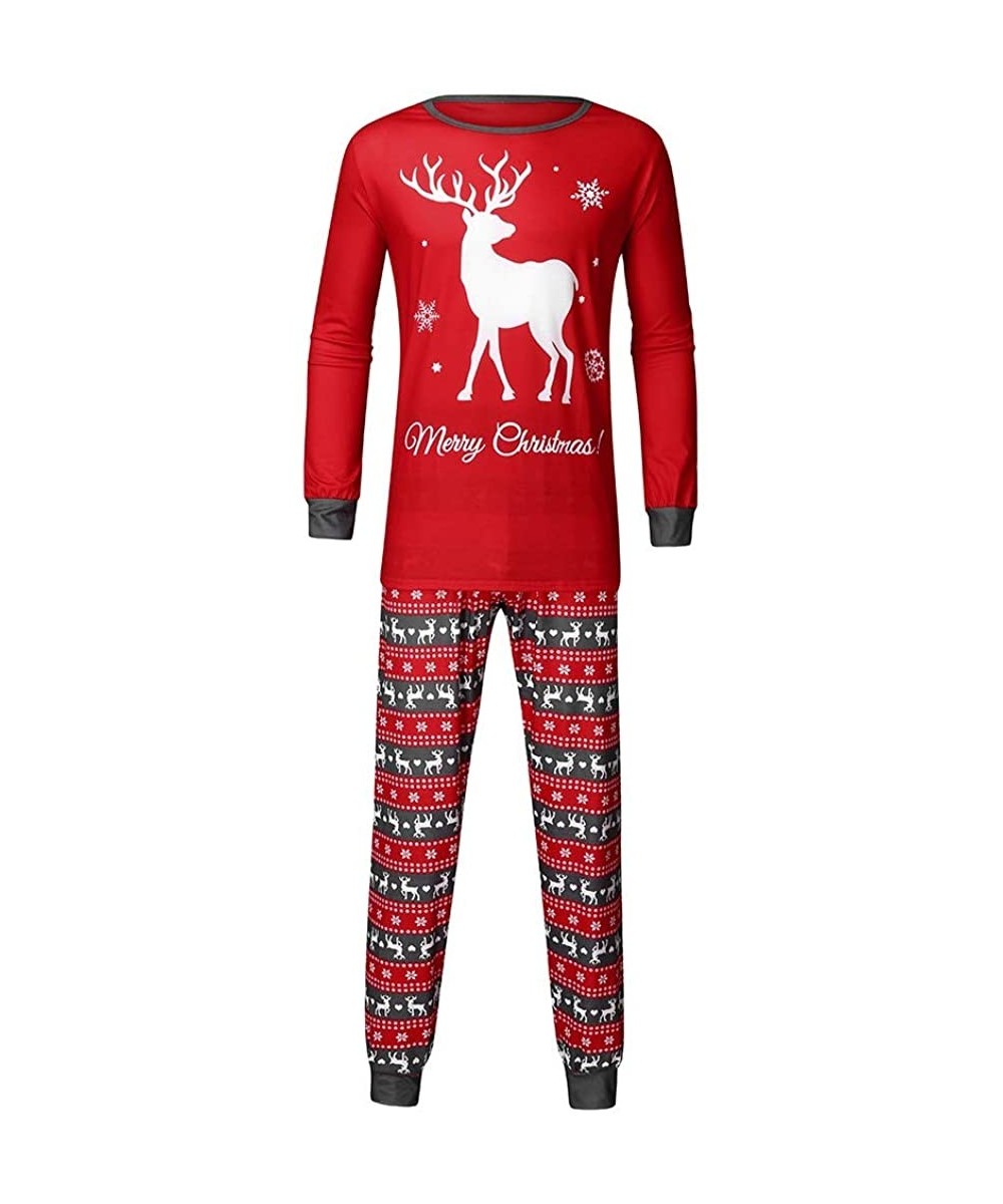 Sleep Sets Family Christmas Pajamas- Christmas Elk Print Tops+Pants Matching Family Sleepwear Homewear Set Soft Family Pajama...